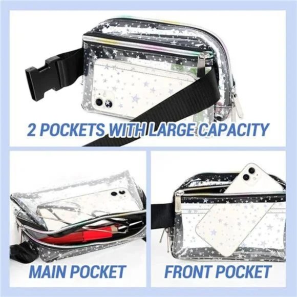 New Clear Fanny Pack Stadium Approved for Women & Men Transparent Star - Picture 4 of 7